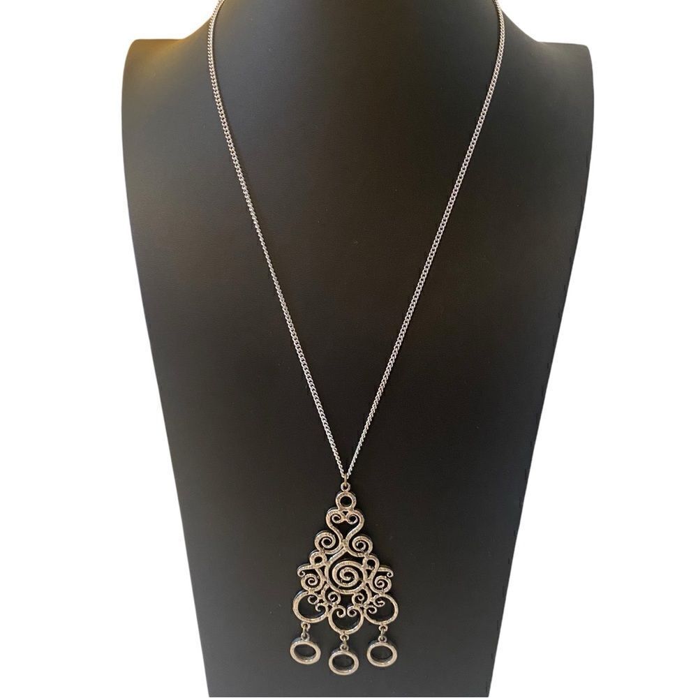 Beautiful Vintage Filigree Silver Tone Pendant stamped Germany.